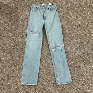 Classic Light Blue Distressed Women Jeans